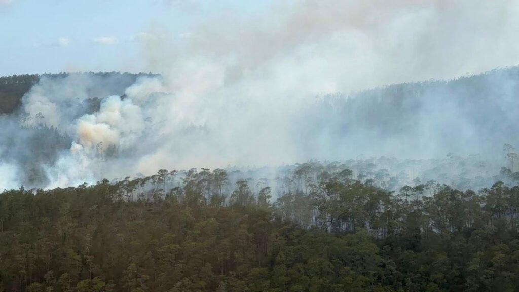 Refuerzan operativo en Sierra de Bahoruco por un incendio que sigue activo