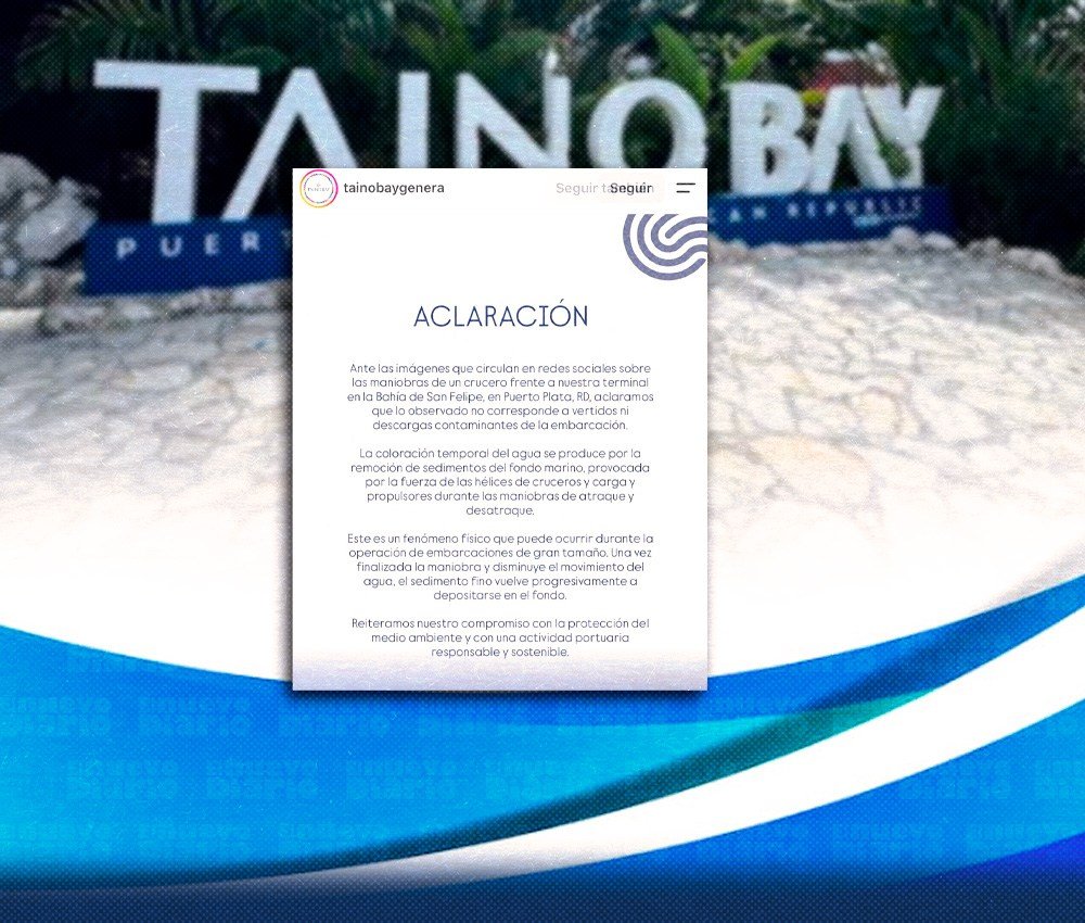 Puerto Plata aclara el origen del cambio de color en la bahía tras maniobras de un crucero