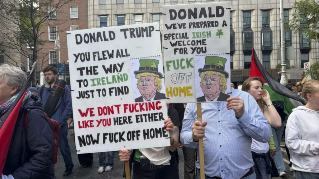 Protesta masiva en Dublín expone el costo político de recibir a Trump